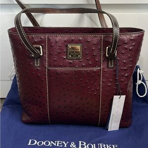 Dooney & Bourke Deep Red Textured Tote ostrich